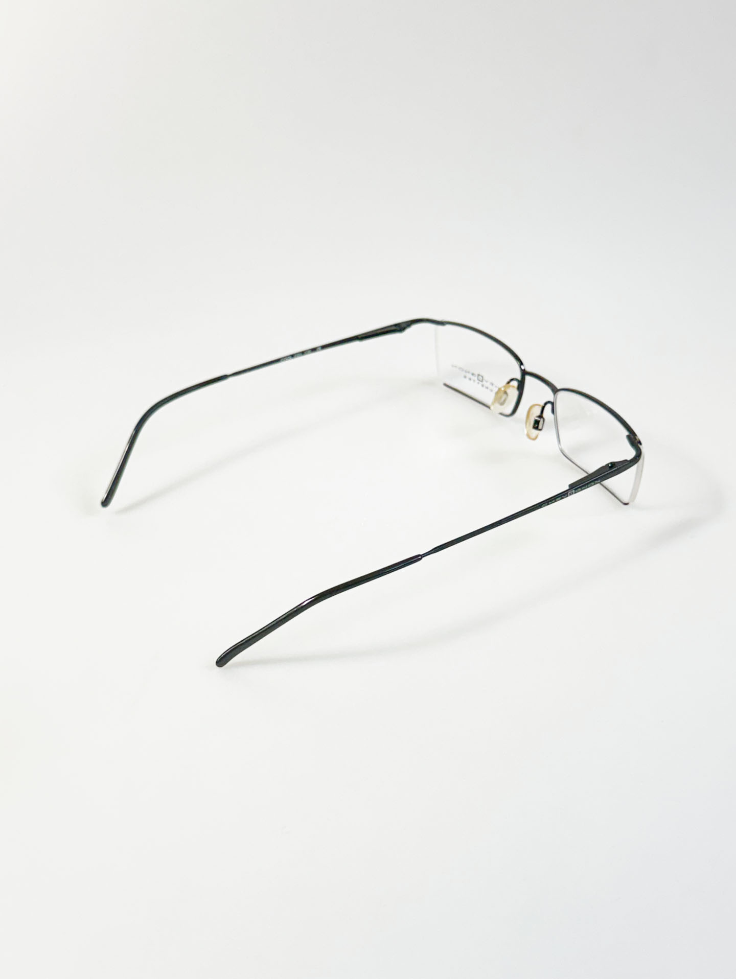 90's CHEVIGNON LUNETTES Black Square Semi-Rimless Metal Glasses