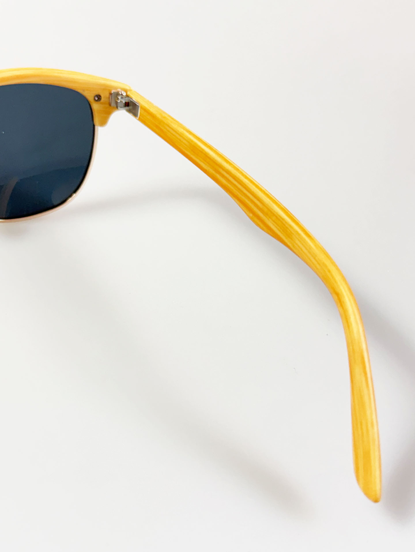 Oak Woodgrain Clubmaster Metal Sunglasses