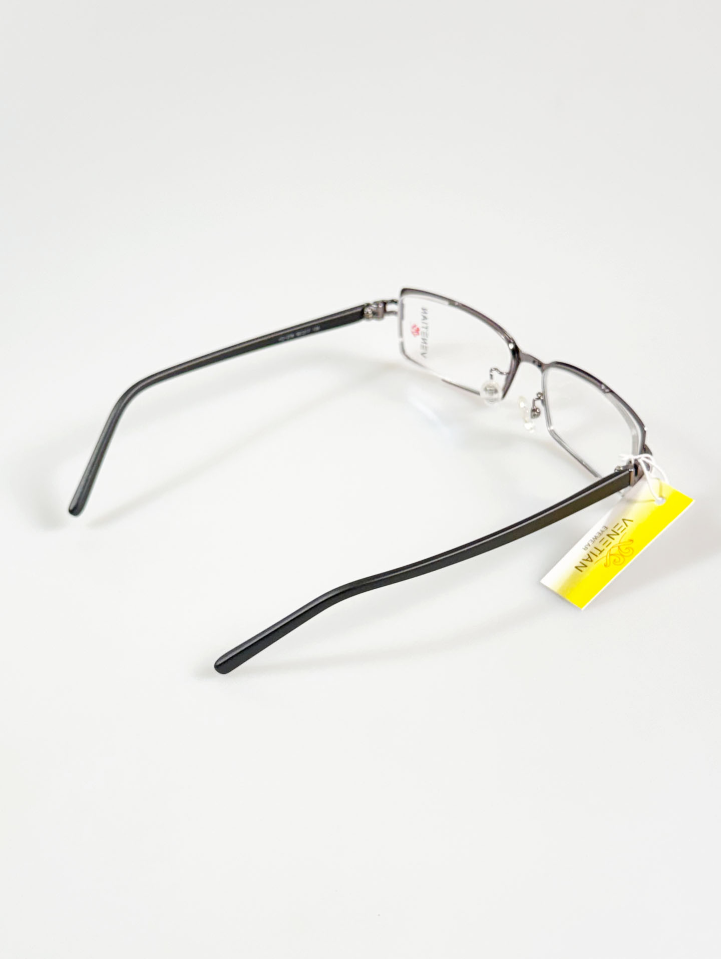 VENETIAN Gunmetal Slim Square Metal Frame Glasses