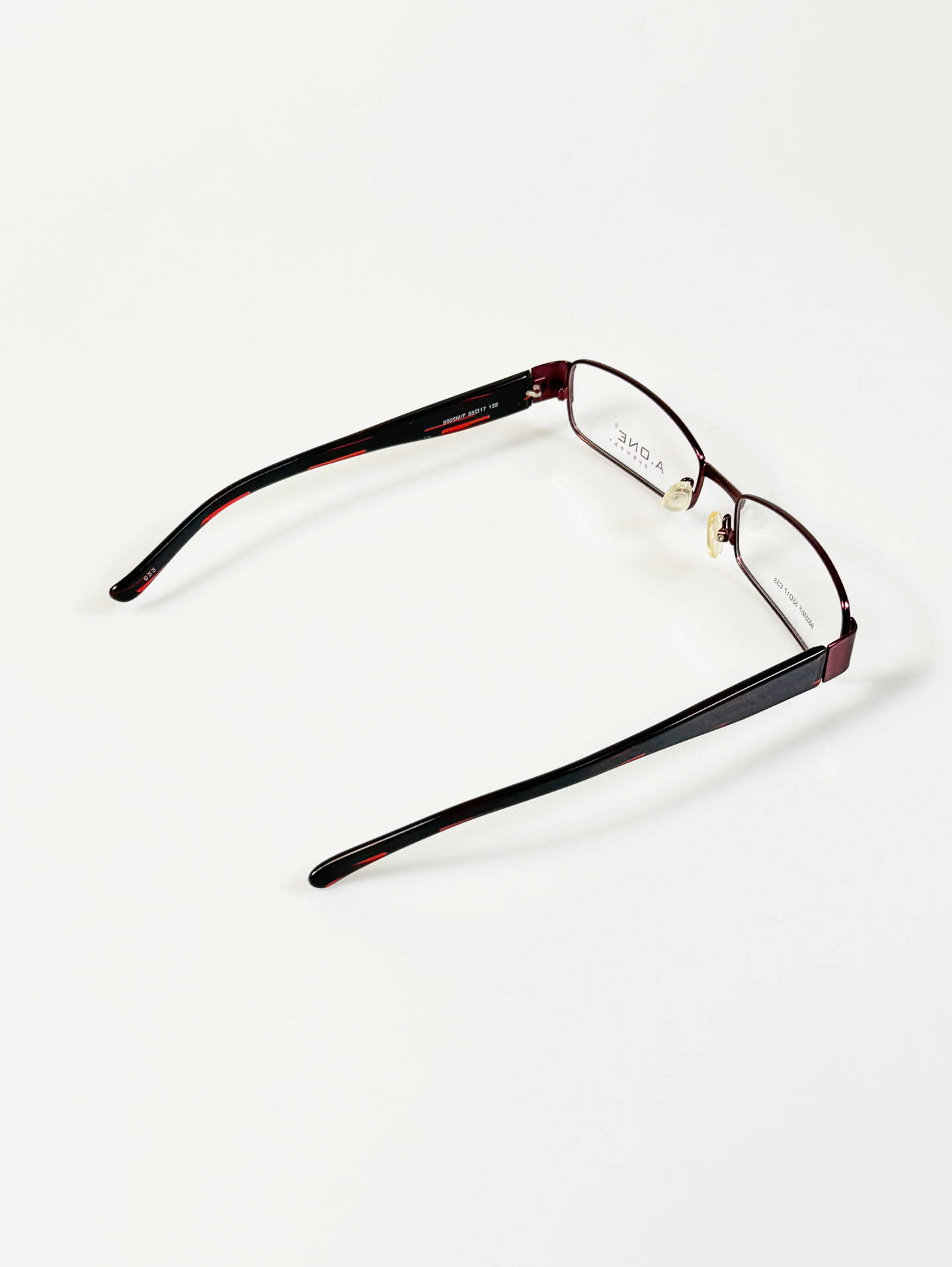 A.ONE Slim Square Burgundy Metal Frame Glasses