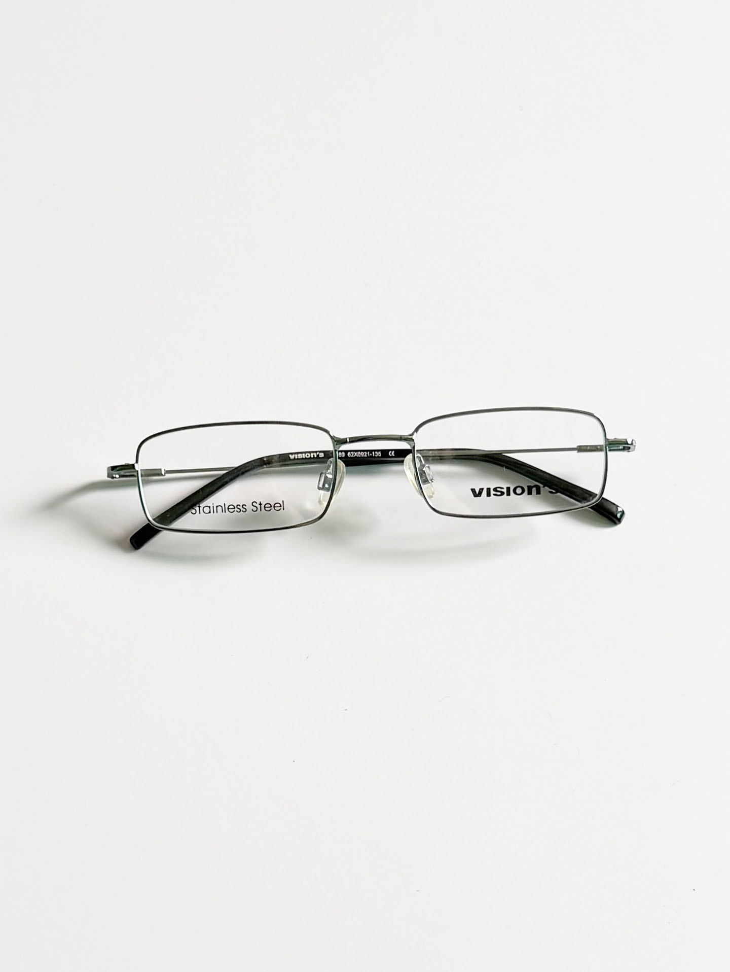 VISION’S Slim Square Light Green Silver Metal Frame Glasses