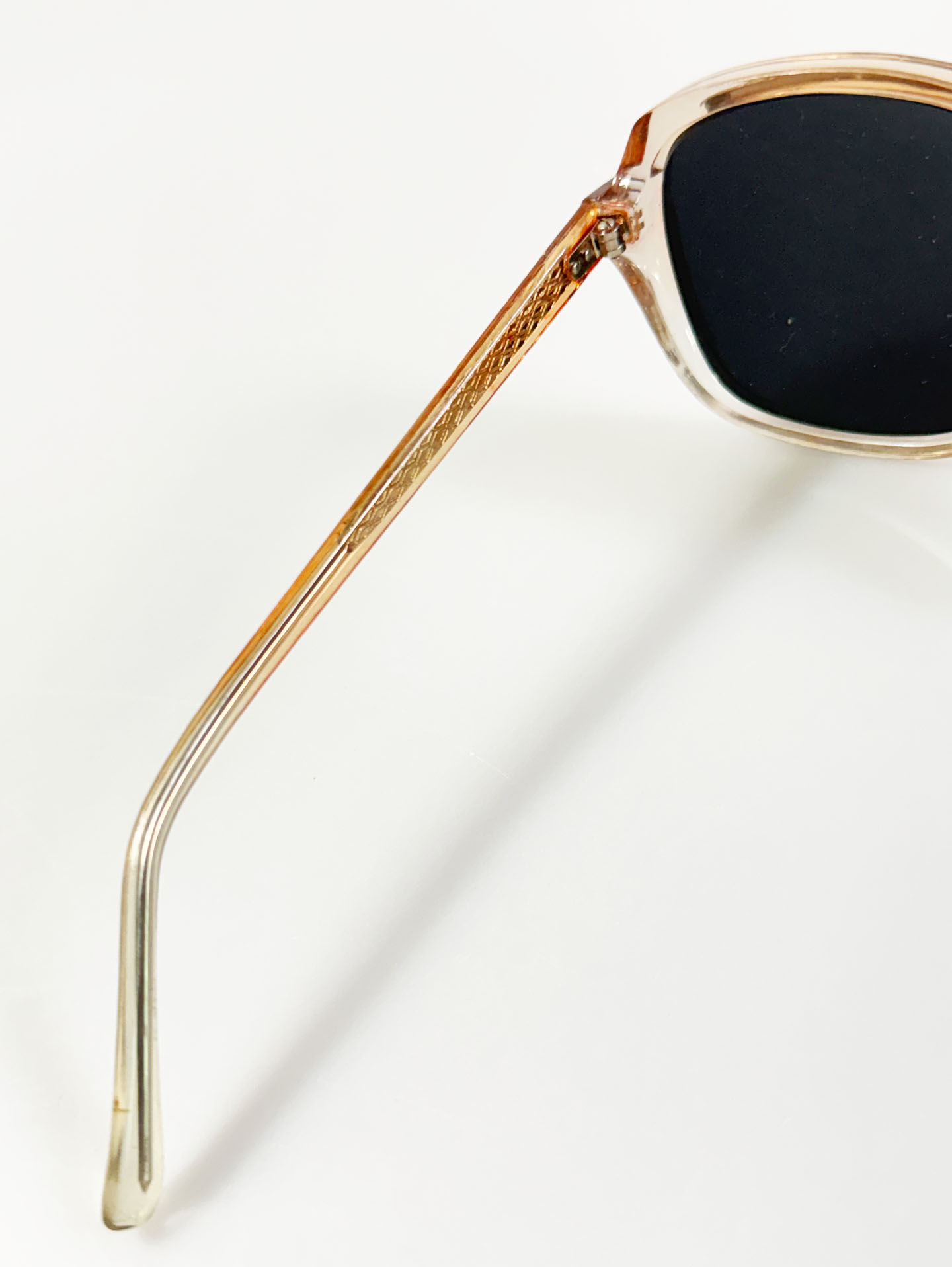 Champagne Crystal Clear Two-Tone Bold Square Sunglasses