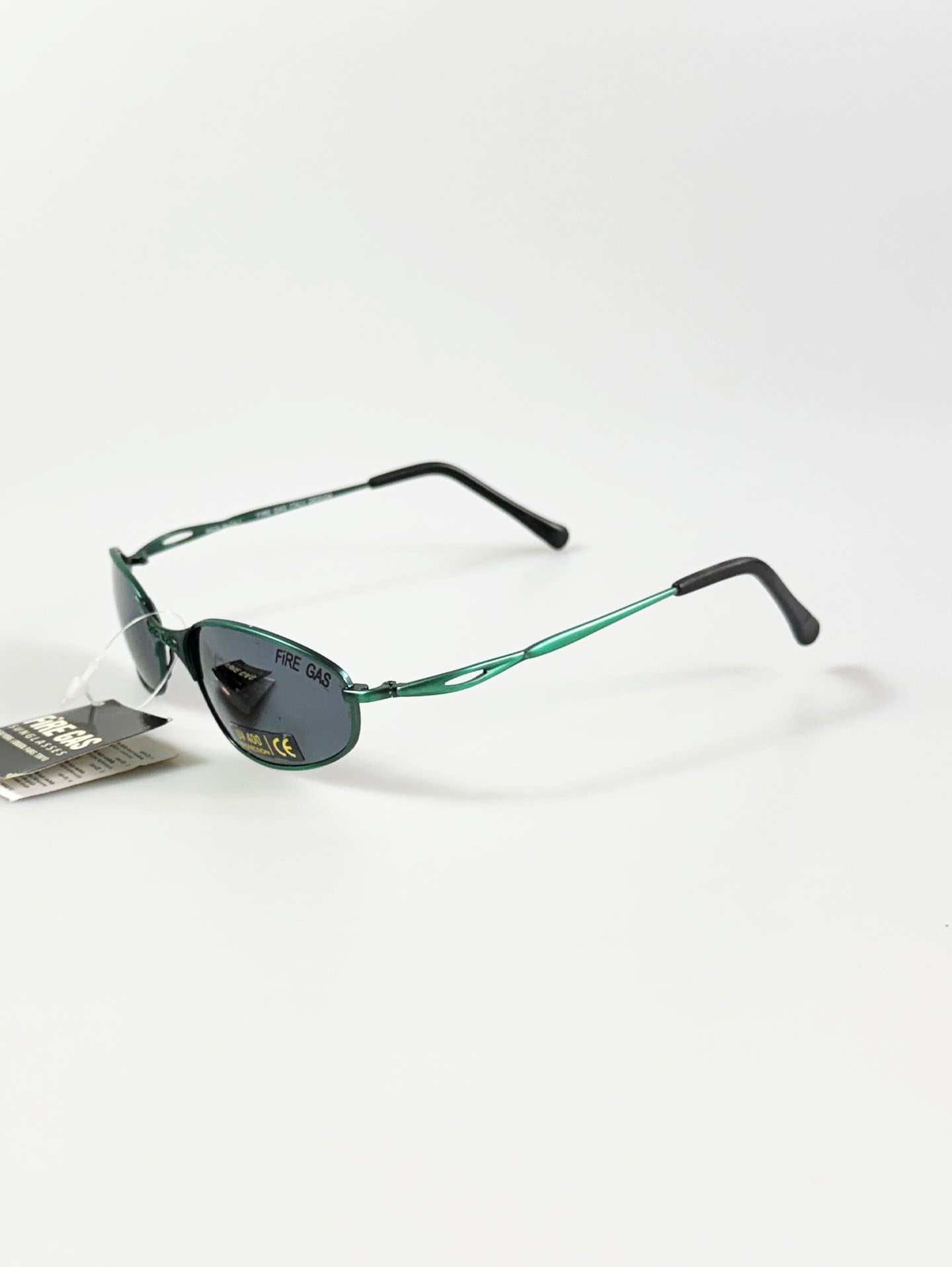 90's FIRE GAS Green Slim Oval Metal Frame Sunglasses