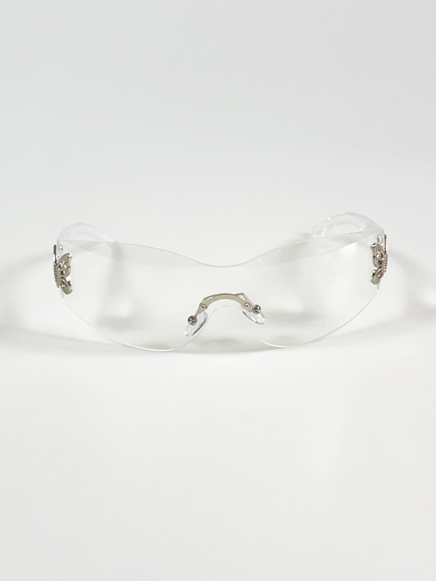 Rimless Shield Clear Lens Wraparound Sunglasses