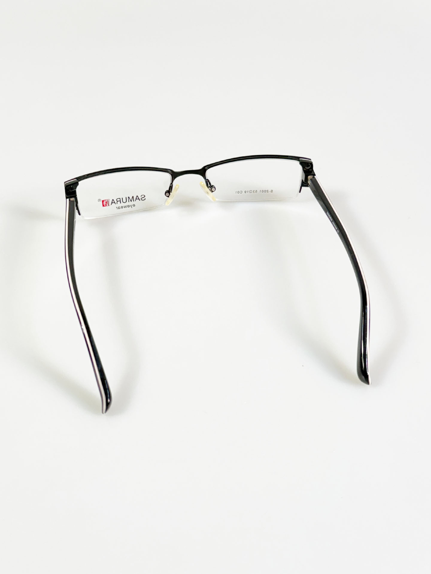 LUXURY Eyewear Bronze Slim Square Metal Frame Glasses SAMURAI Eyewear Black Square Half-Rim Metal Fr