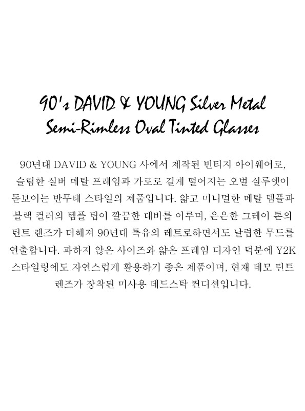 90's DAVID & YOUNG Silver Metal Semi-Rimless Oval Tinted Glasses