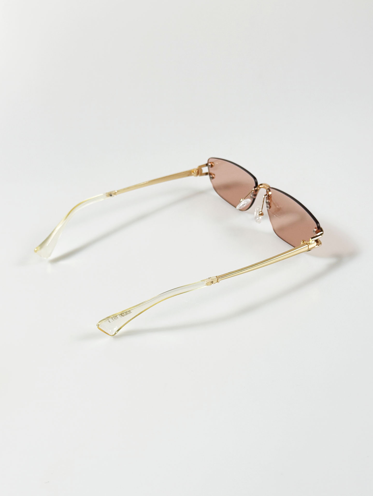 Gold Metal Rimless Square Tint Sunglasses