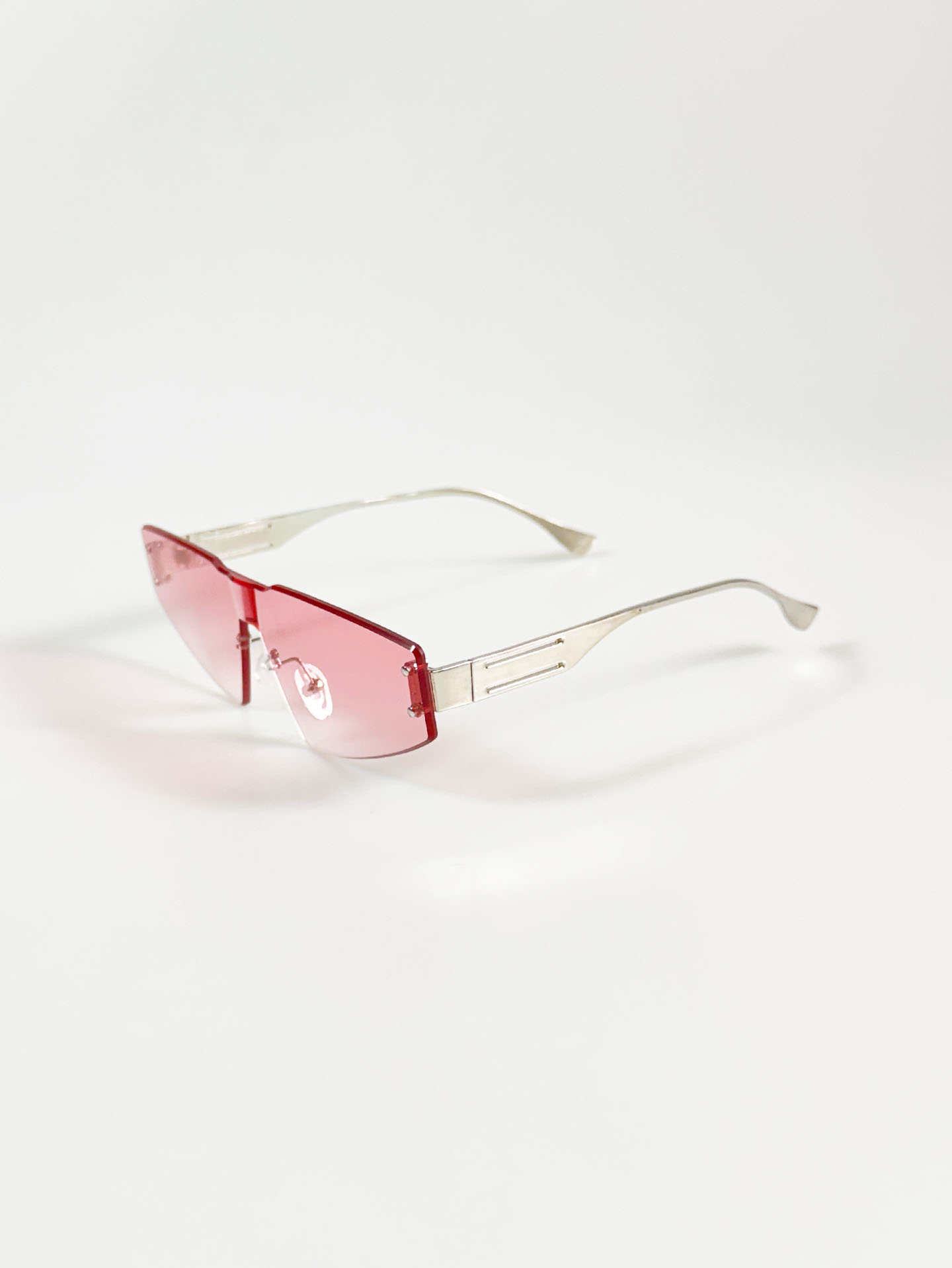 Rimless Shield Pink Gradient Lens Sunglasses
