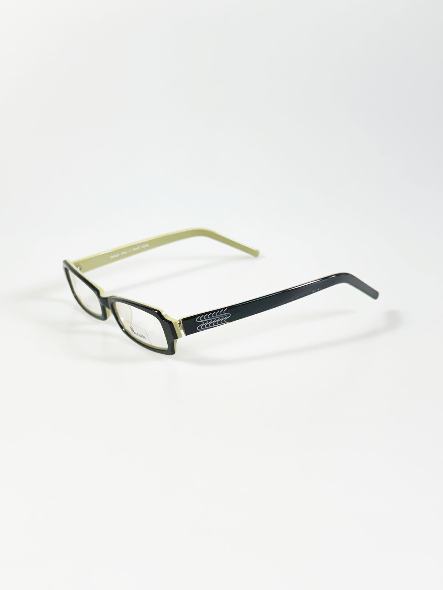 SS.PARIS Black & Olive Square Horn-Rim Glasses