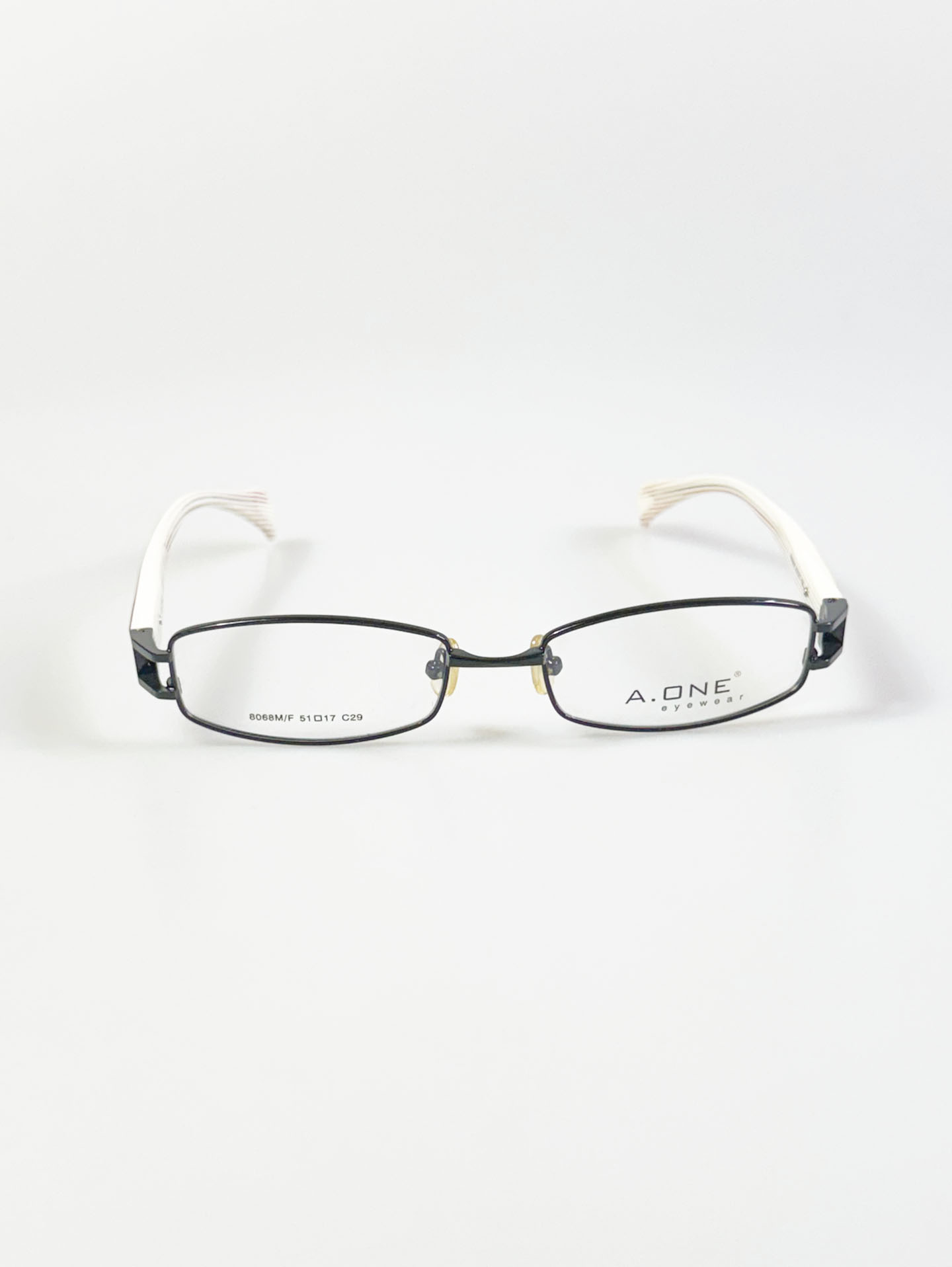 A.ONE Black Slim Square Metal Glasses