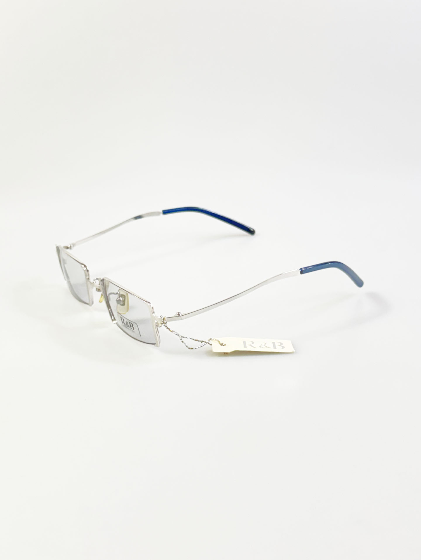 R&B Eyewear Silver Slim Square Metal Glasses