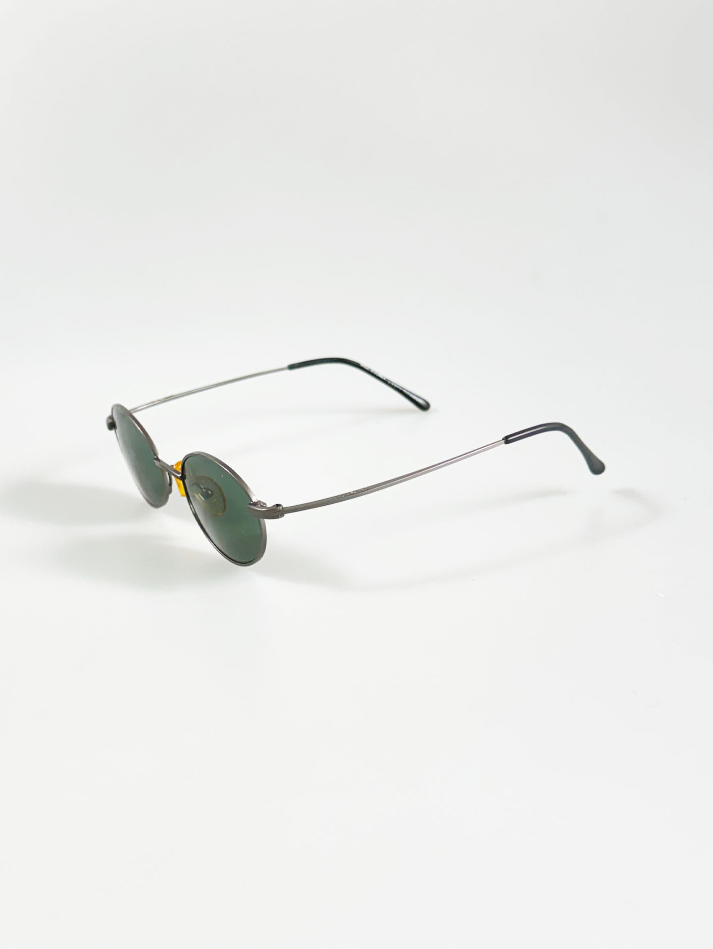 90's Dark Silver Titanium Slim Oval Sunglasses