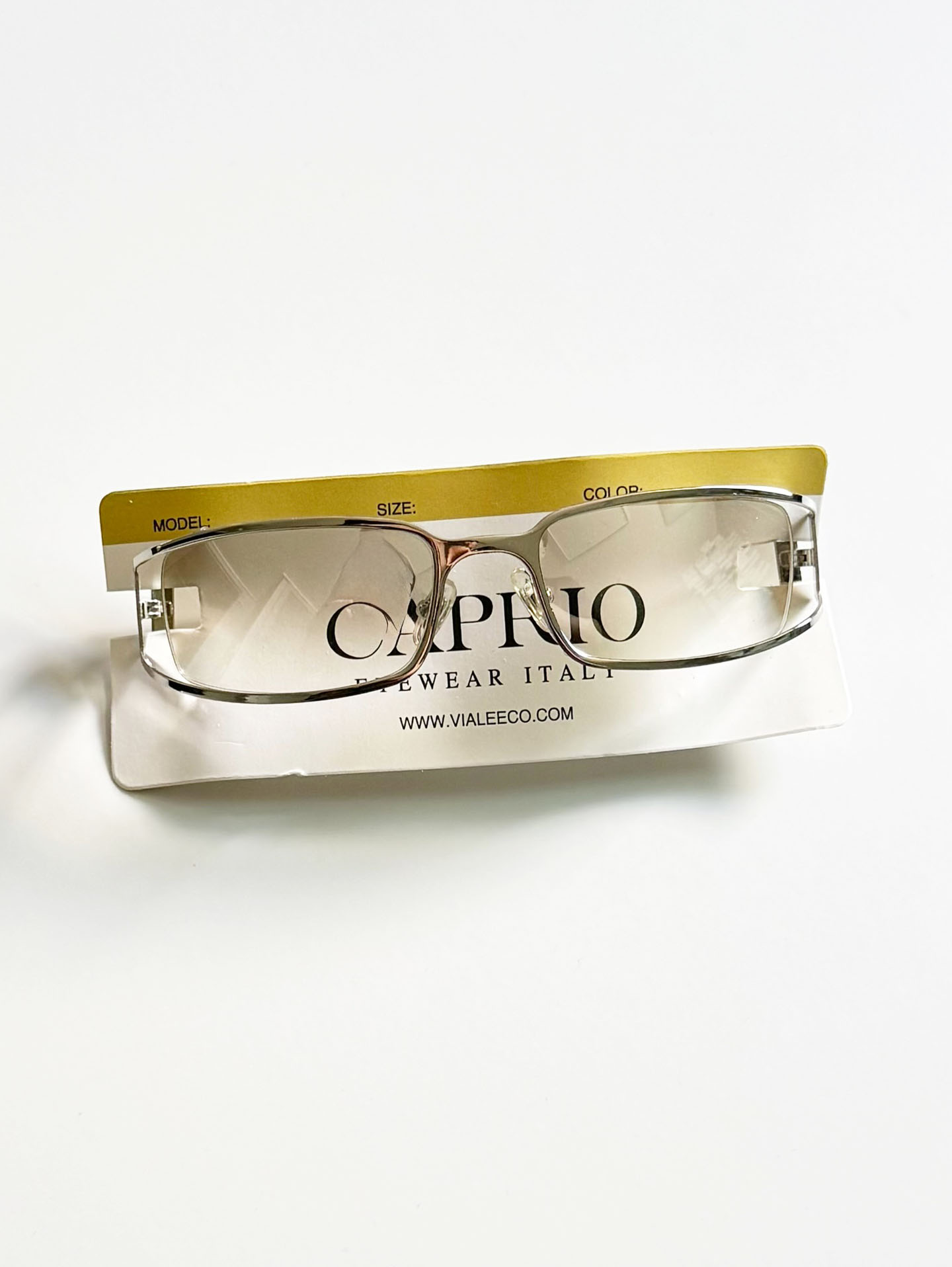 CAPRIO Silver Slim Square Metal Clear Tinted Sunglasses