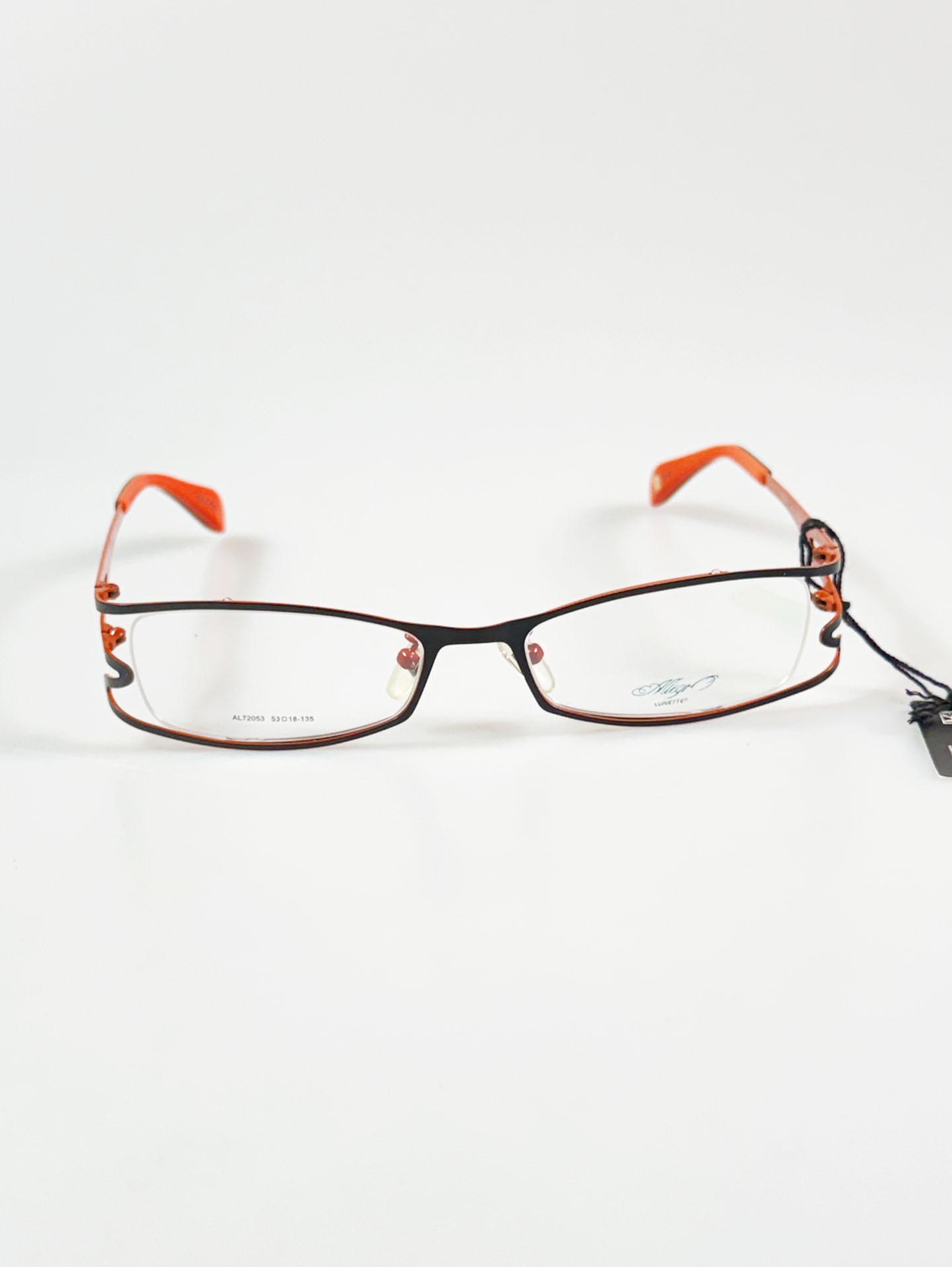 ALLEGRO Orange & Black Slim Square Metal Frame Glasses