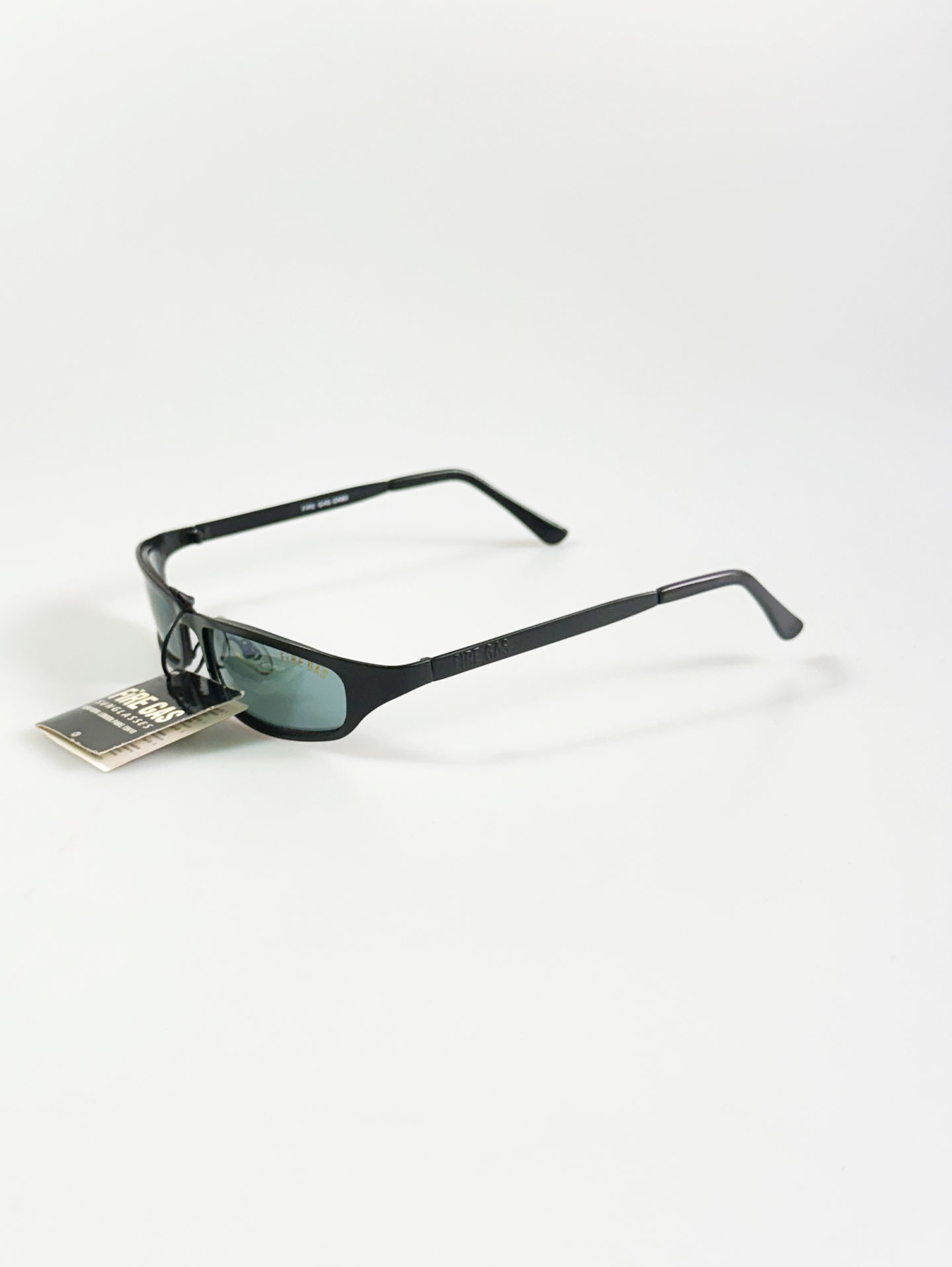 90's FIRE GAS Black Slim Square Metal Sunglasses