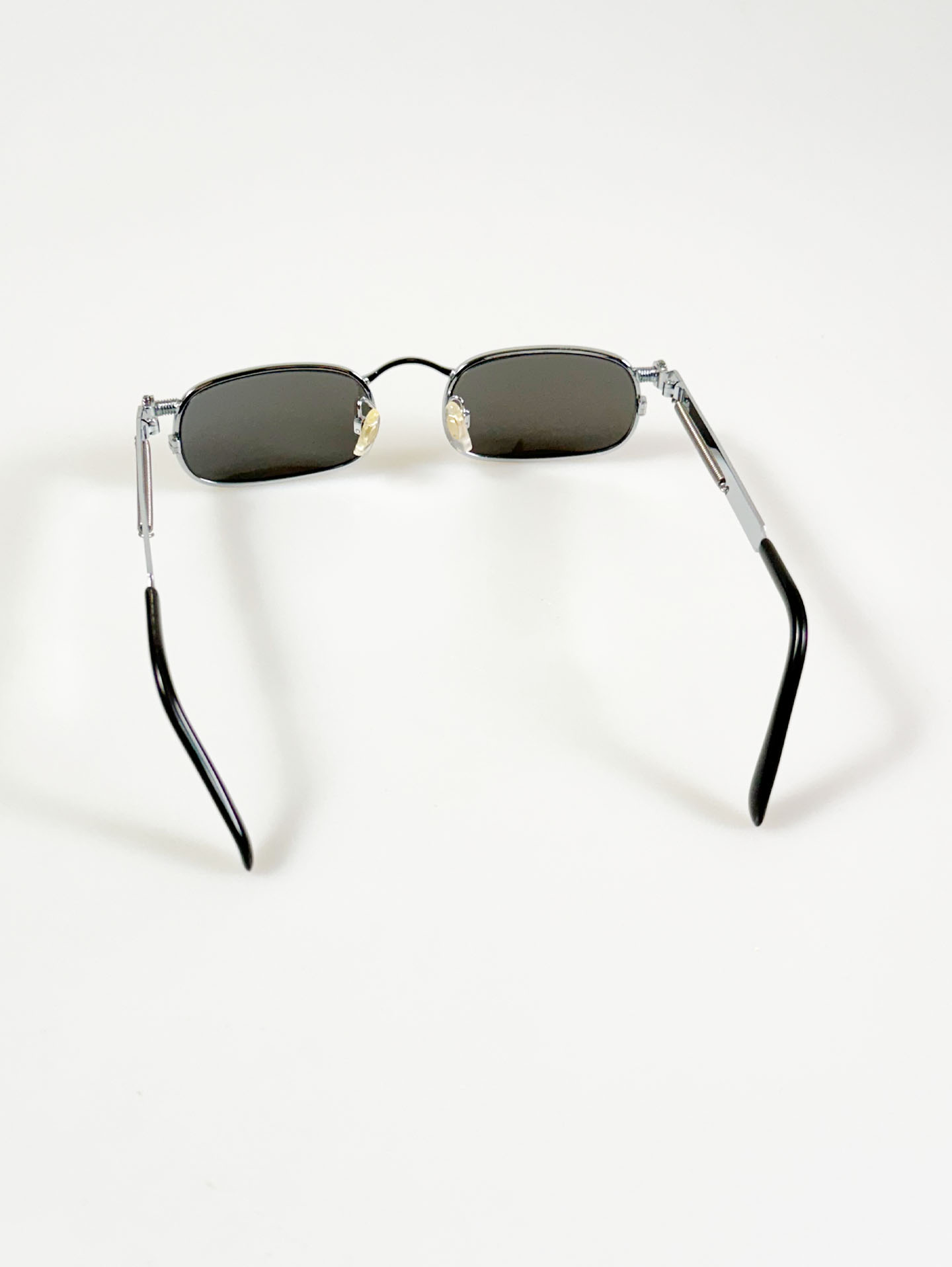 90's Silver Slim Square Spring Detail Metal Sunglasses