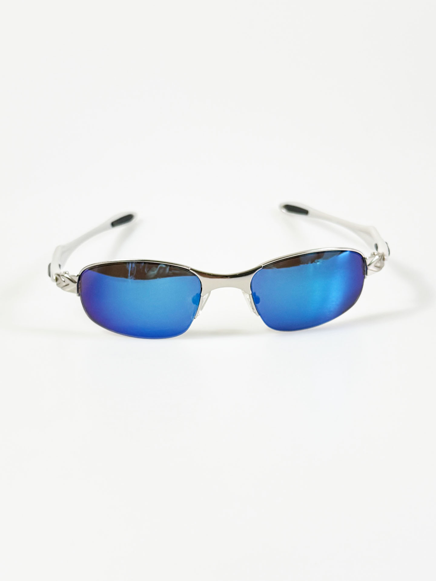Silver Semi-Rimless Square Metal Mirrored Sunglasses