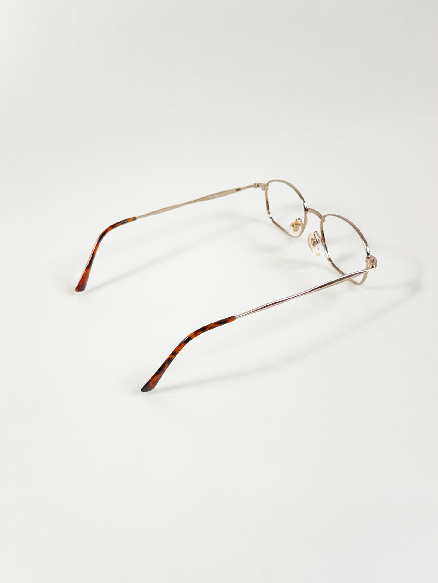 90's EYE WORLD Gold Slim Square Metal Glasses