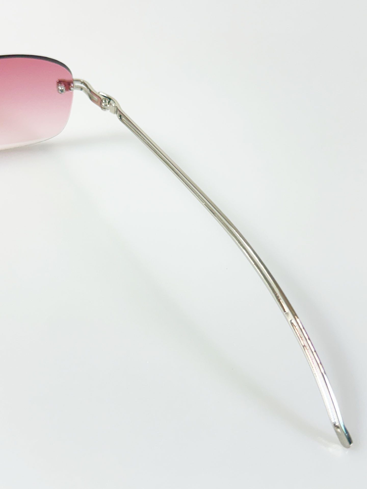 CAPRIO Rimless Square Pink Tint Metal Sunglasses