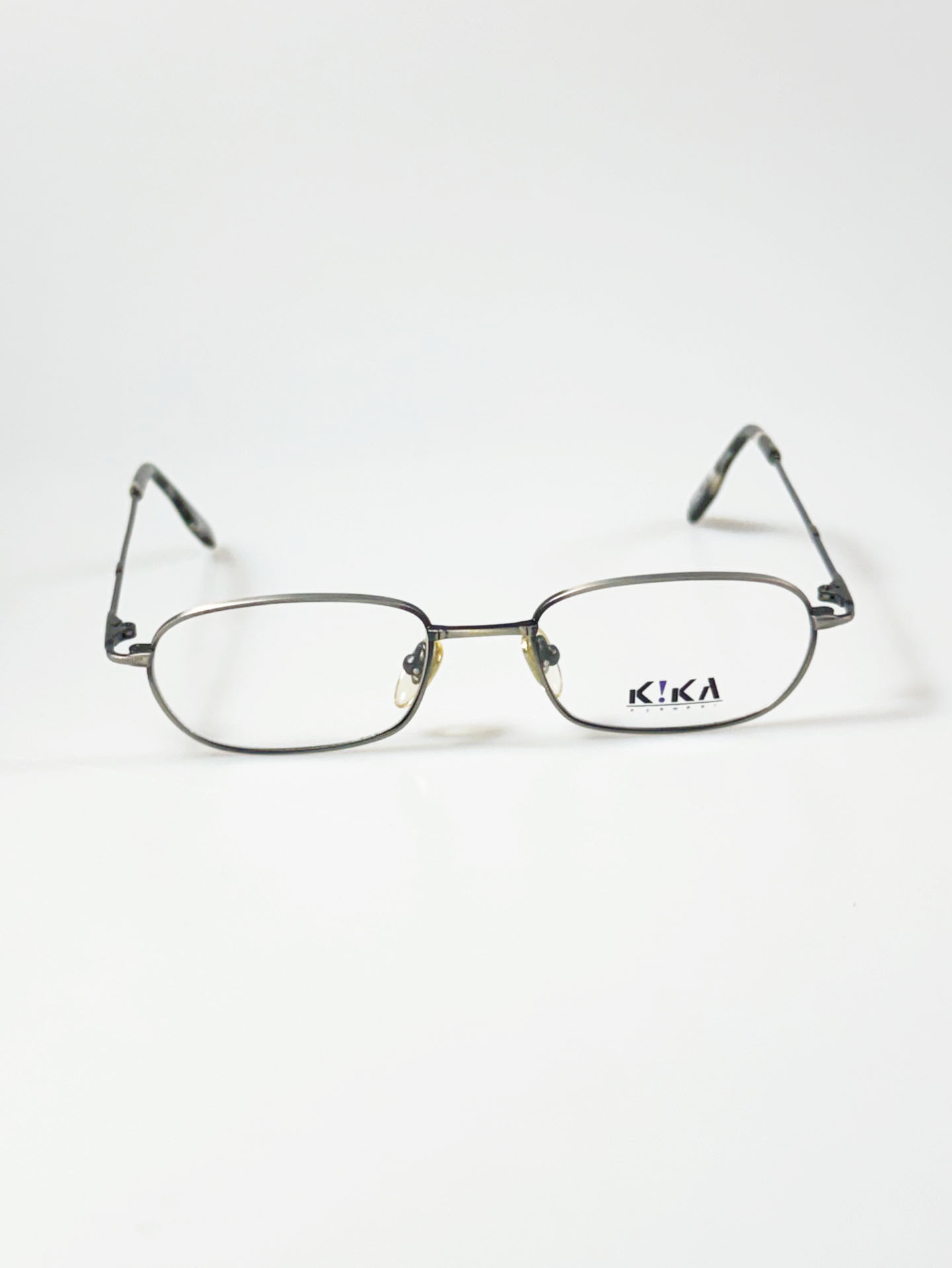 90's K!KA Matte Silver Grey Slim Square Metal Frame Glasses
