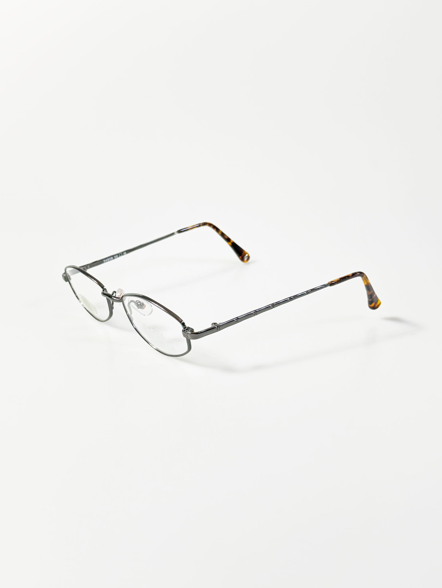 90's PARIM Slim Oval Gunmetal Metal Frame Glasses