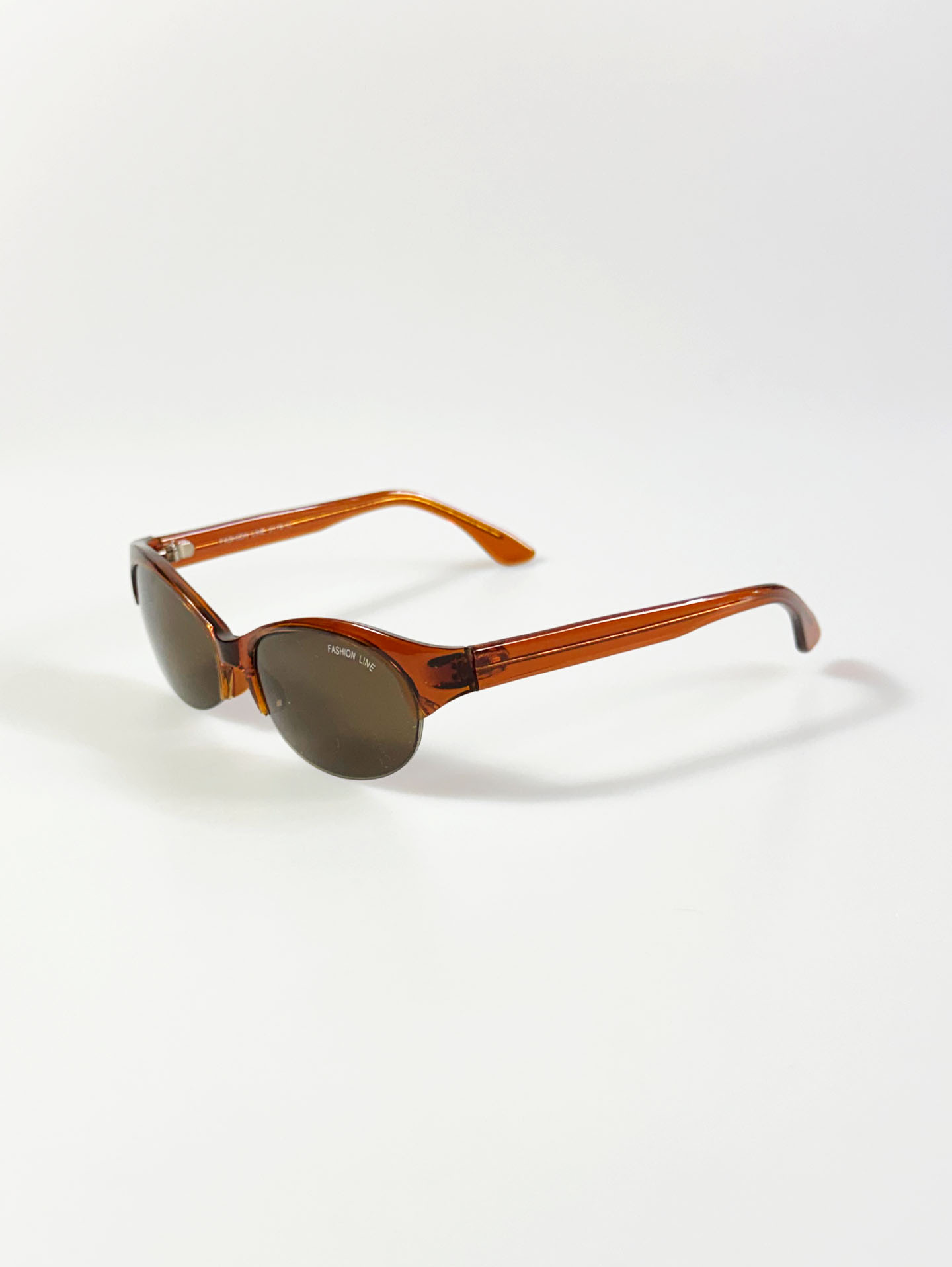 90’s FASHION LINE Amber Oval Wrap Half-Rim Sunglasses