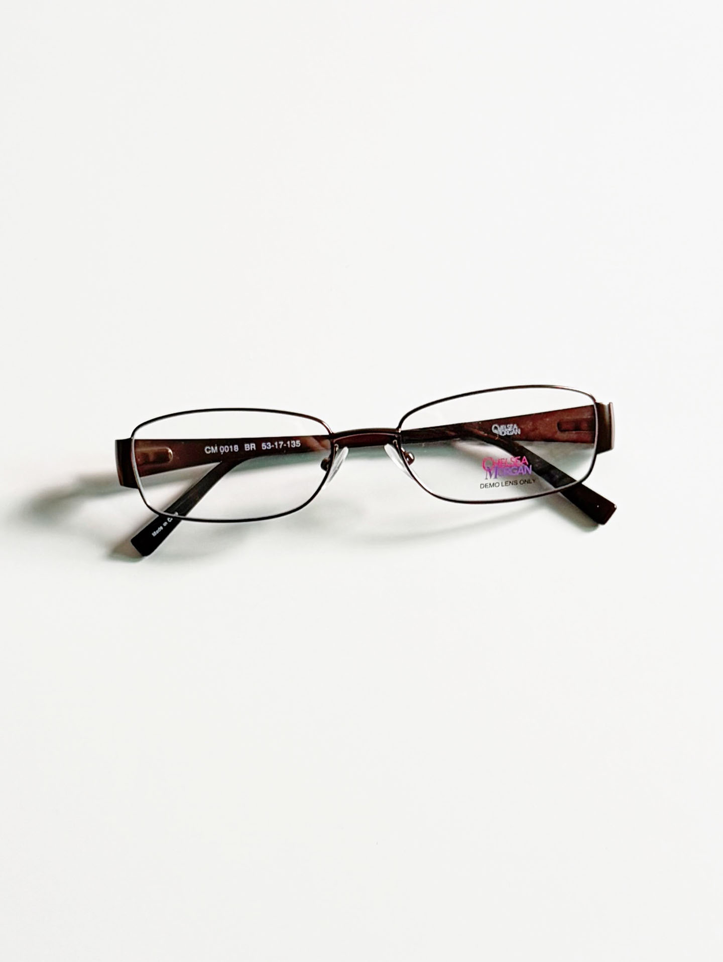 Chelsea Morgan Brown Slim Square Metal Frame Glasses