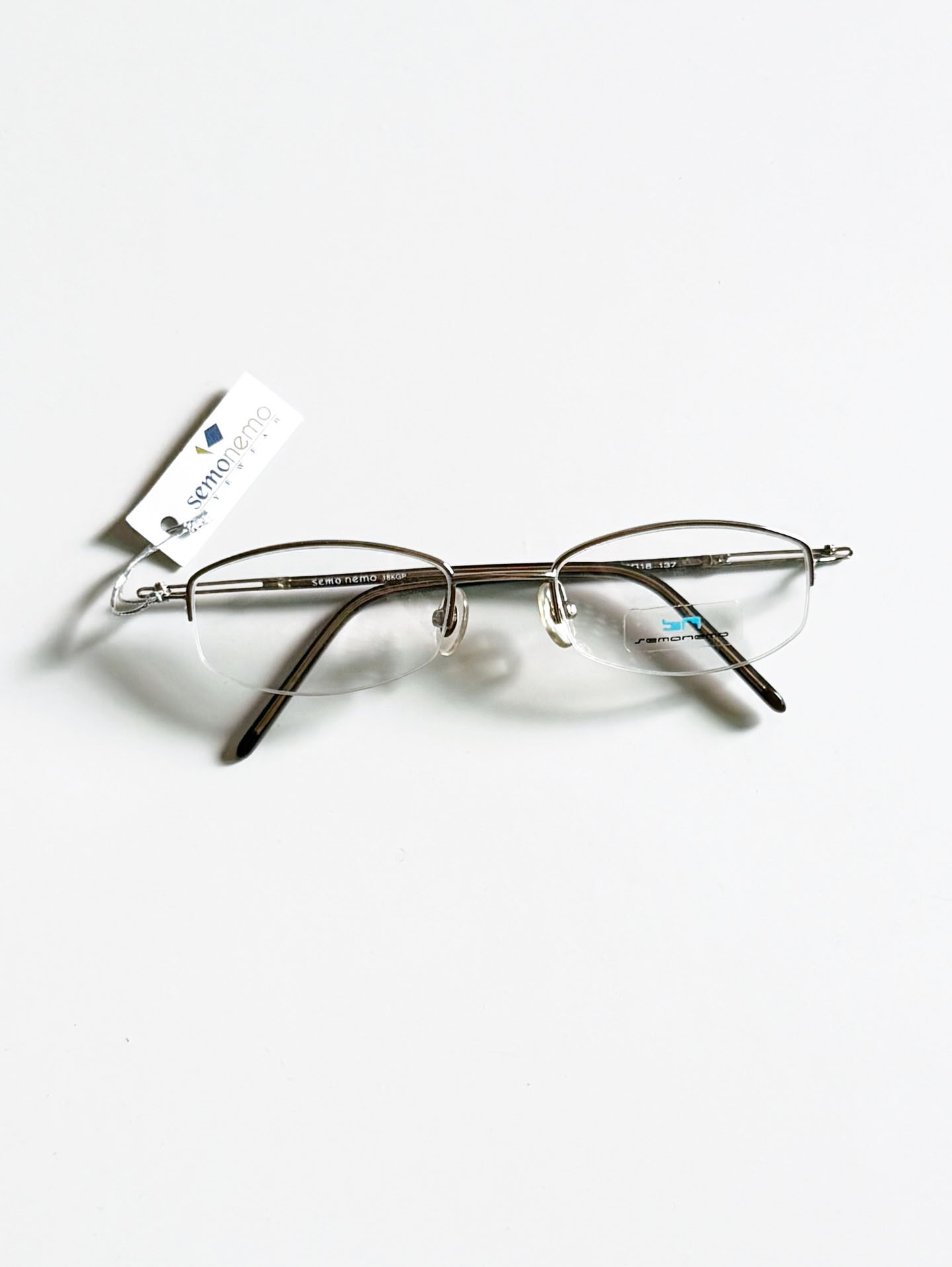 Semoremo Dark Silver Semi-Rimless Square Metal Frame Glasses