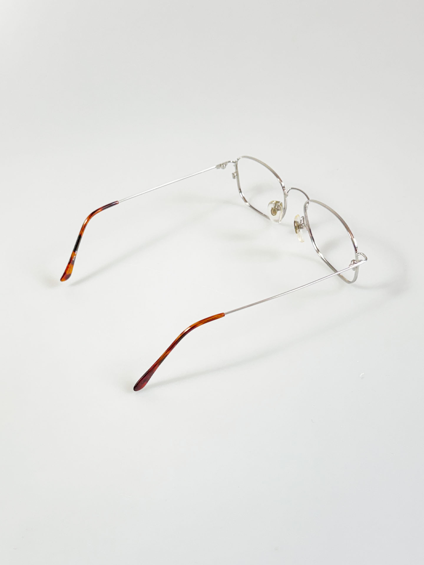 AUOI Silver Slim Square Metal Frame Glasses