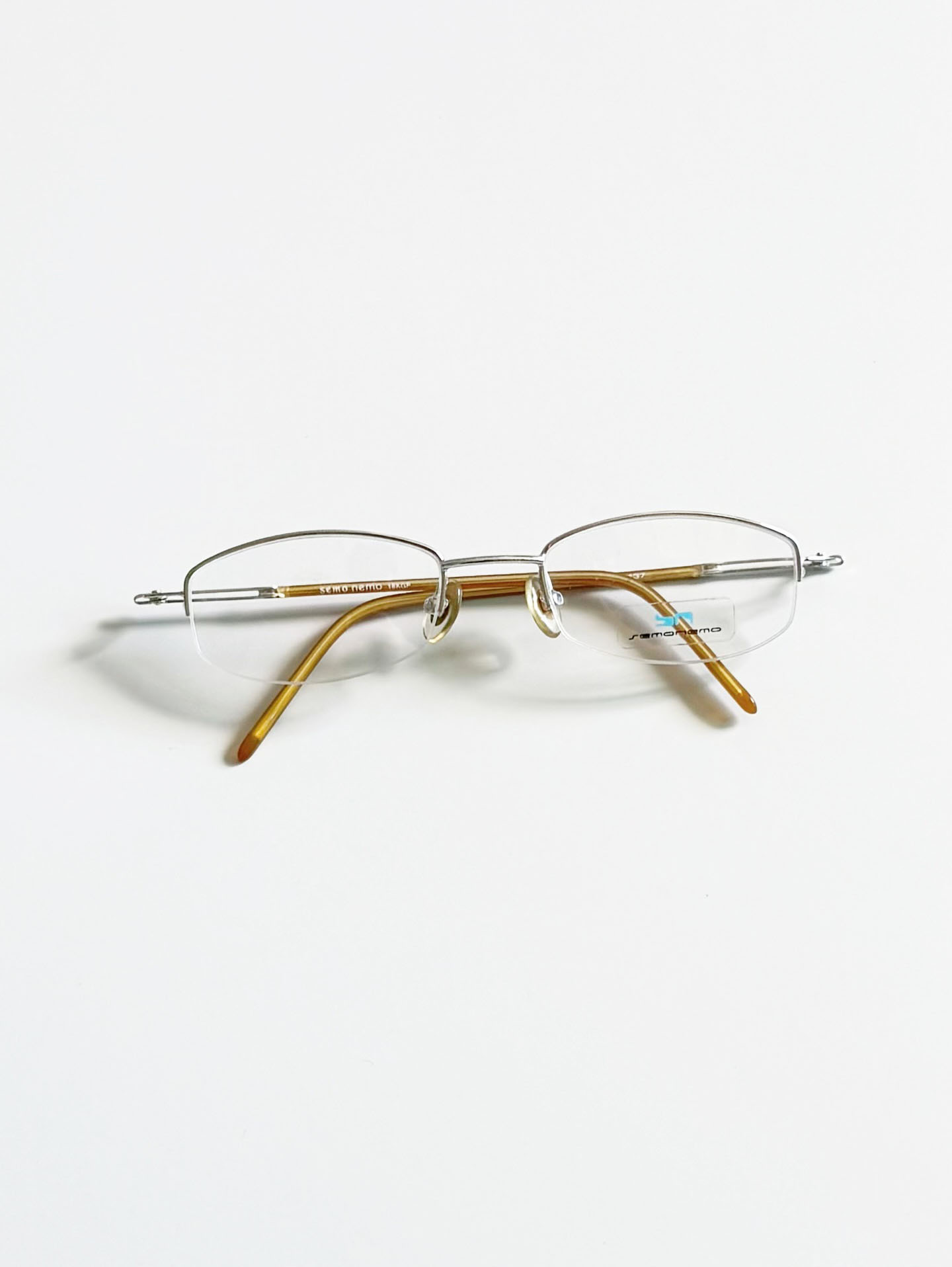 SEMONEMO Eyewear Silver Square Half-Rim Metal Glasses