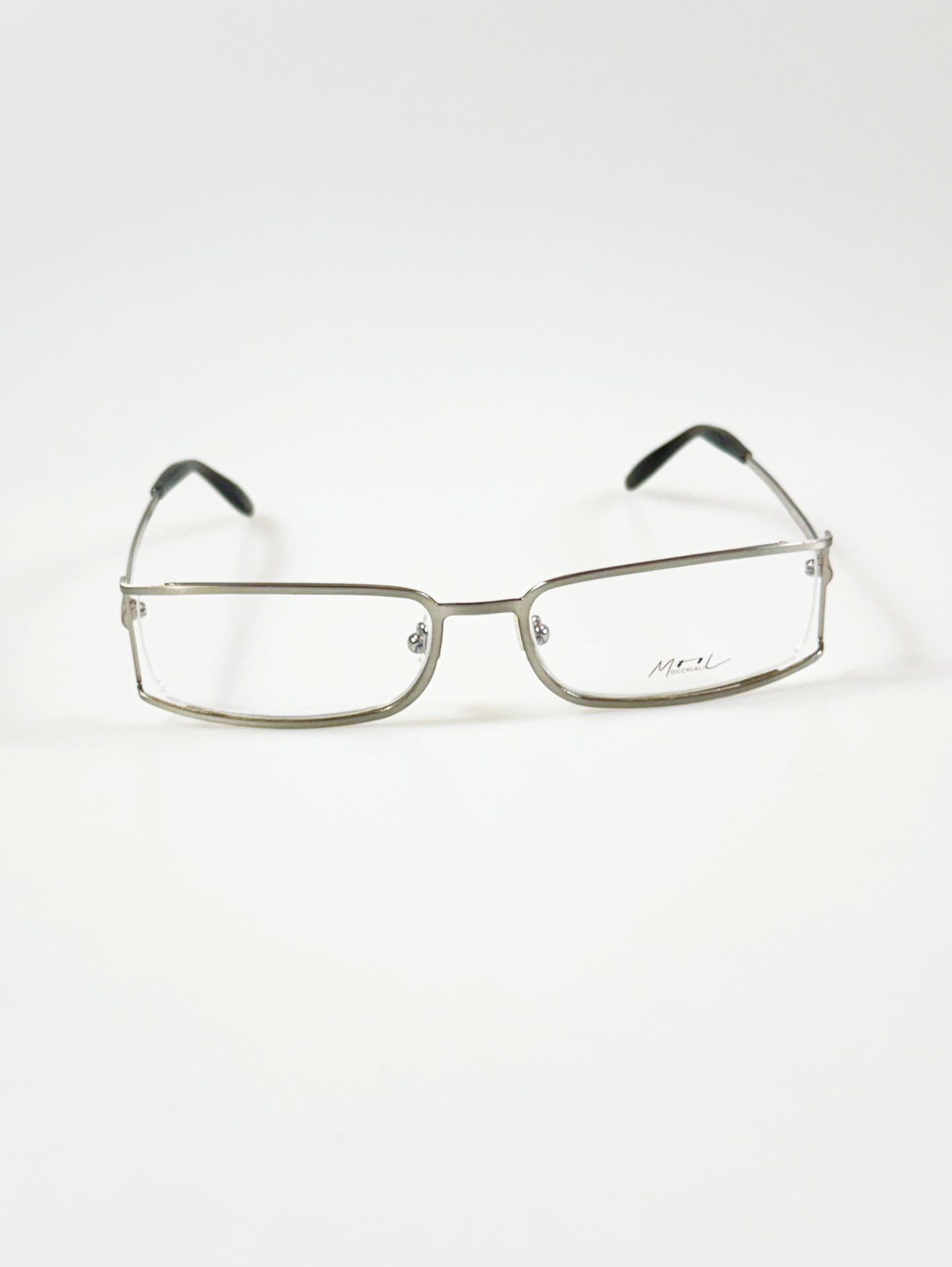 MOOL EYEWEAR Silver Slim Square Metal Frame Glasses