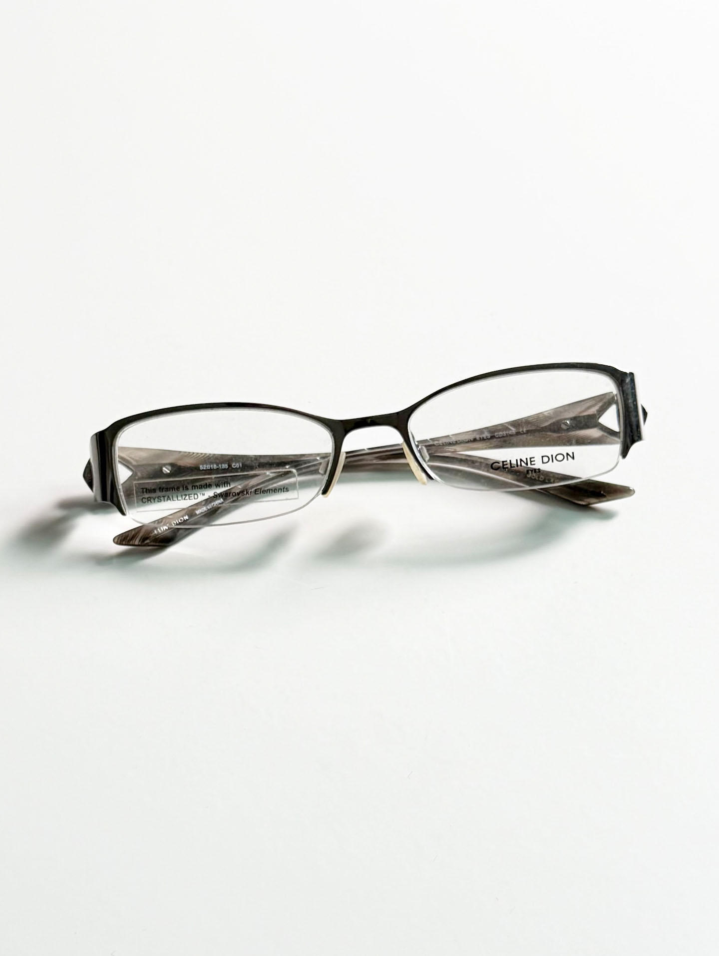 CELINE DION Slim Square Semi-Rimless Metal Glasses