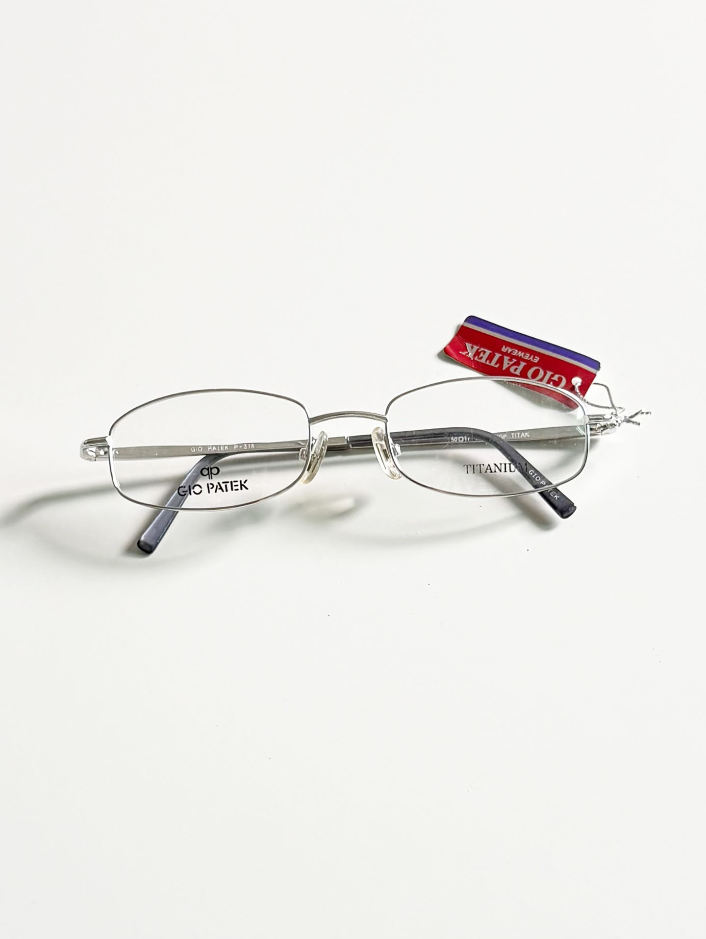 GIO PATEK Silver Titanium Slim Square Metal Frame Glasses