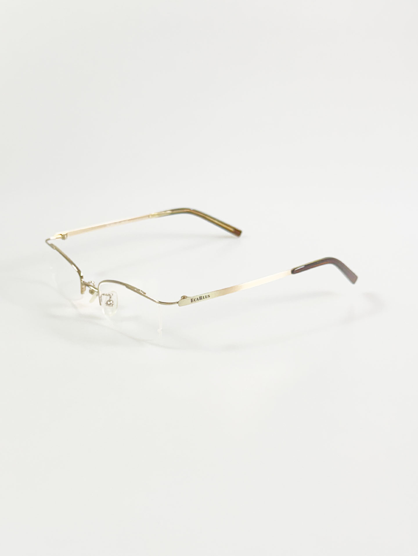 ECARLUS Gold Half-Rim Square Metal Glasses
