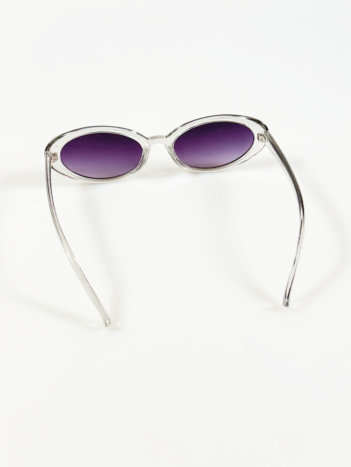 Clear Crystal Semi Cat-Eye Oval Frame Tint Sunglasses