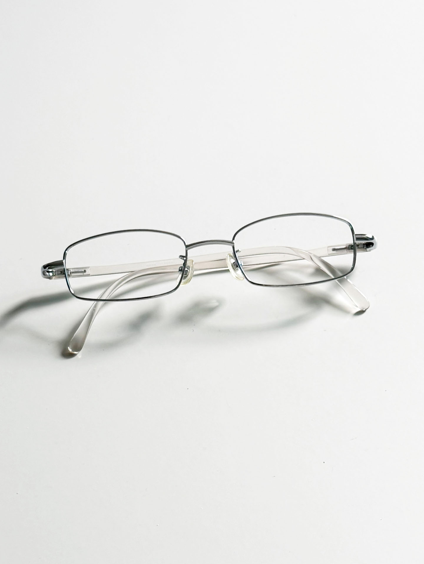 Silver Slim Square Metal Frame Glasses