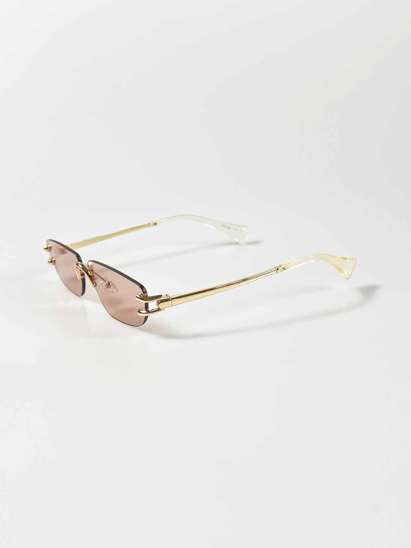Gold Metal Rimless Square Tint Sunglasses