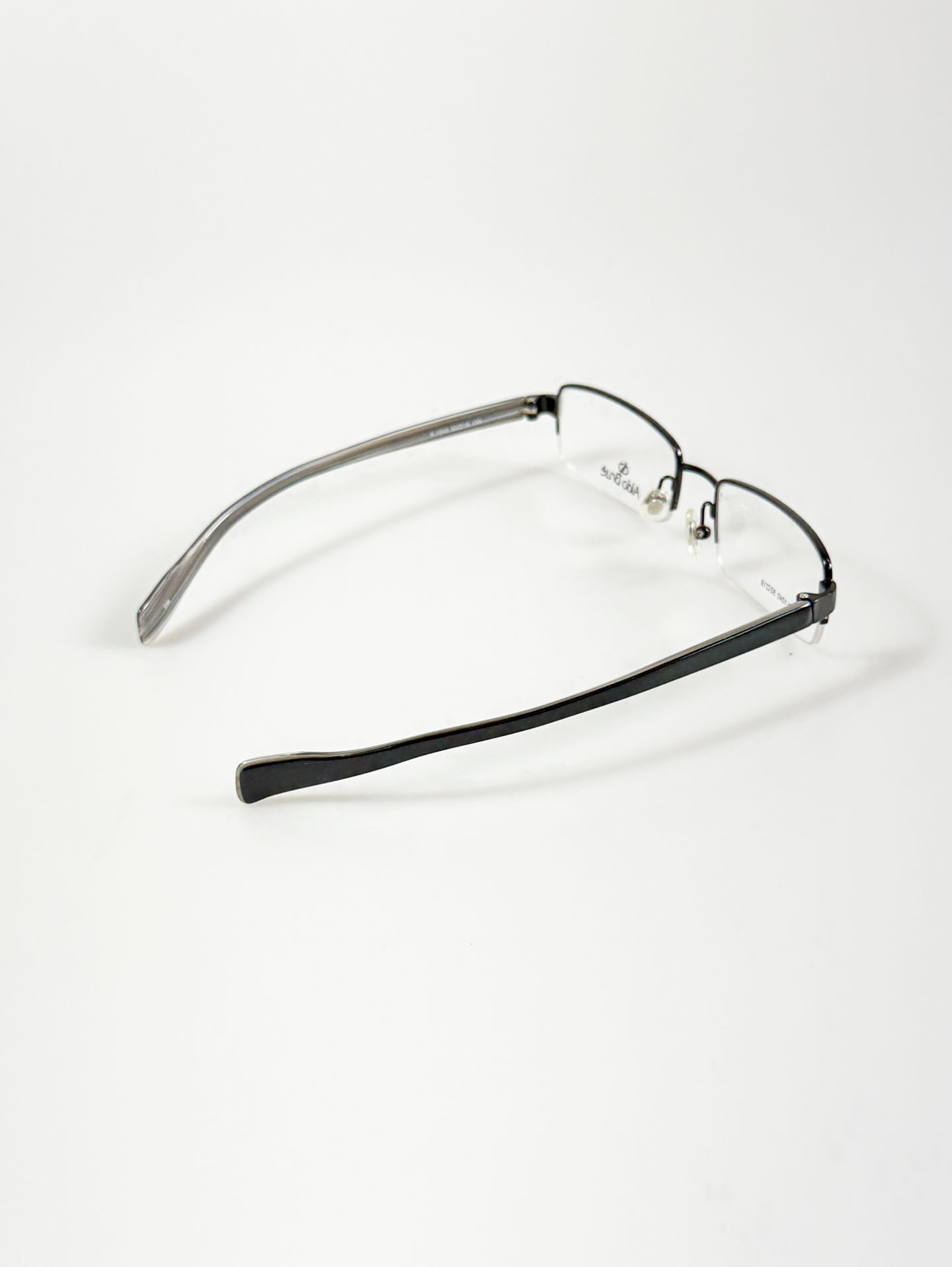 Aldo Brue Black Half-Rim Square Metal Glasses