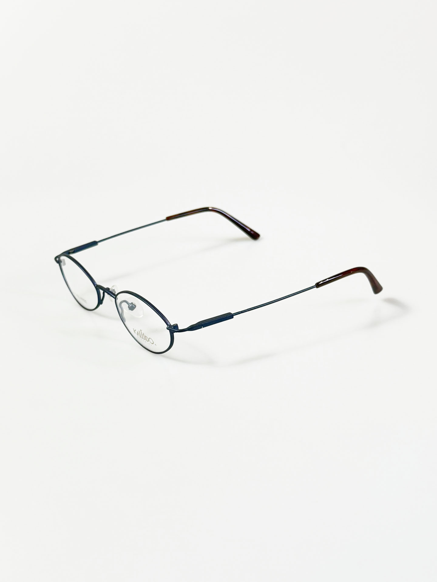 90’s KALEIDO Deep Blue Slim Oval Metal Glasses