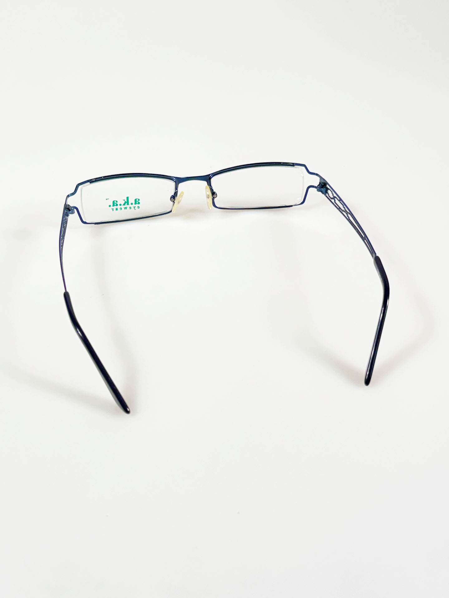 A.K.A. EYEWEAR Blue Slim Square Metal Glasses