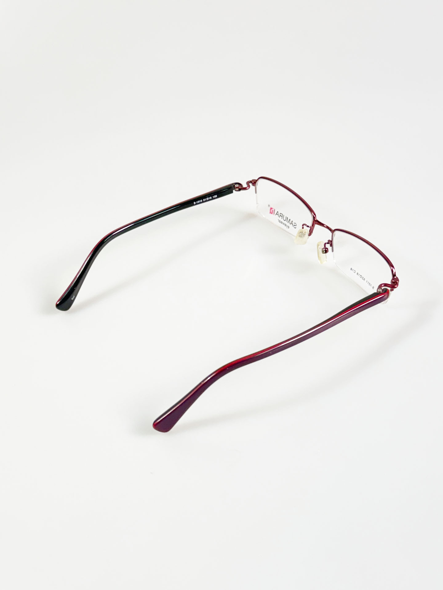 SAMURAI Eyewear Red Wine Half-Rim Square Metal Glasses
