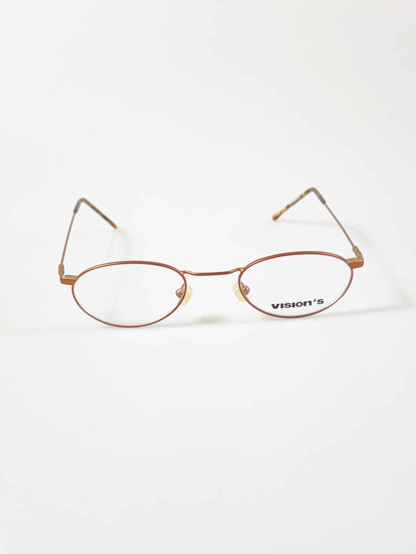 VISION'S Slim Oval Brown Metal Glasses