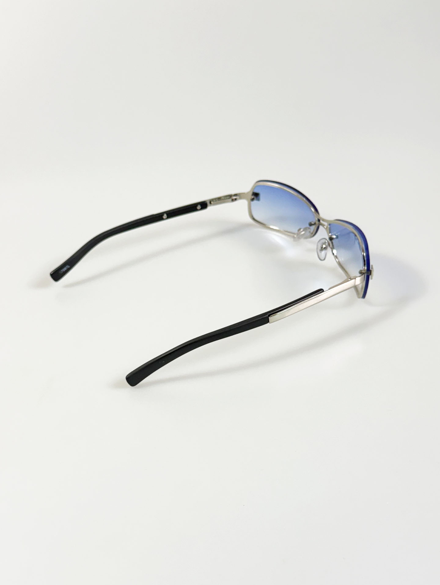 Rimless Square Double Bridge Metal Tint Sunglasses