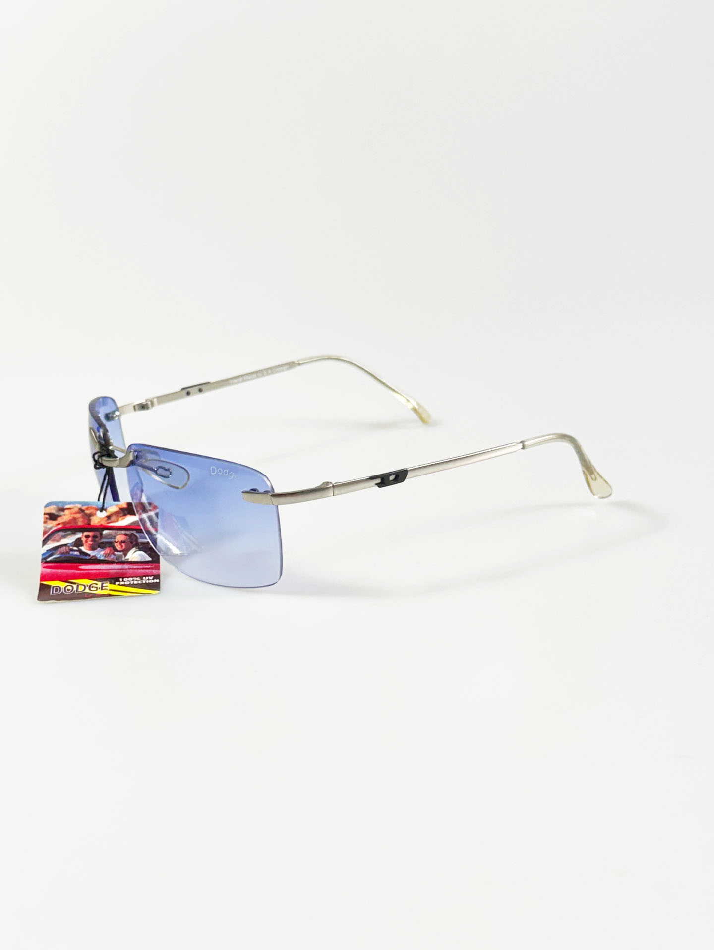 90's DODGE Rimless Shield Square Metal Tint Sunglasses