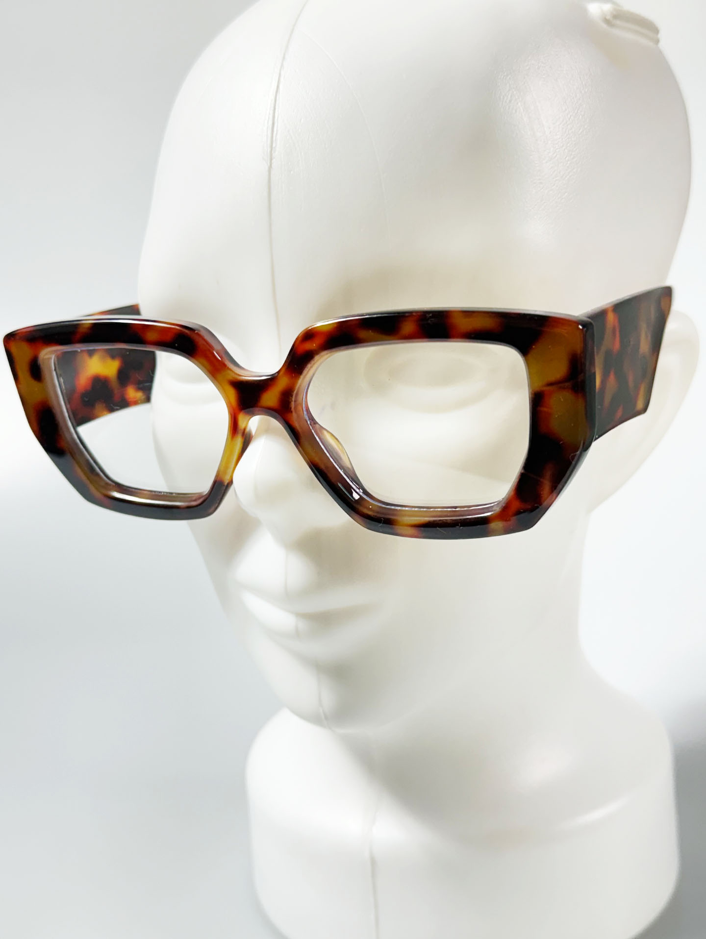 Tortoiseshell Oversized Bold Square Clear Lens Sunglasses
