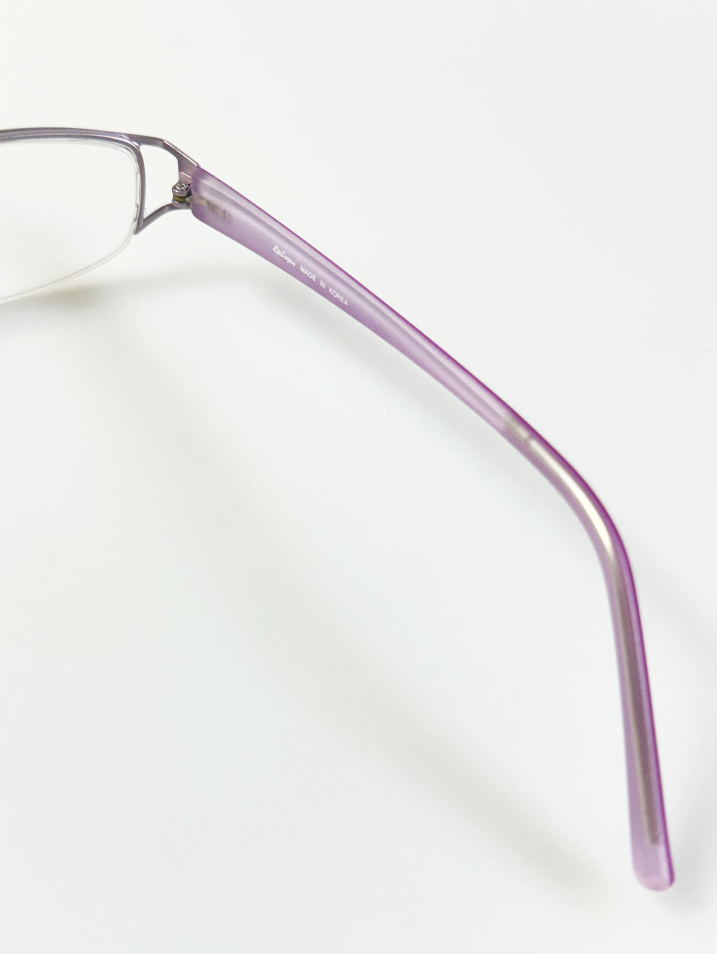 EPILOGUE Lavender Silver Half-Rim Square Metal Glasses