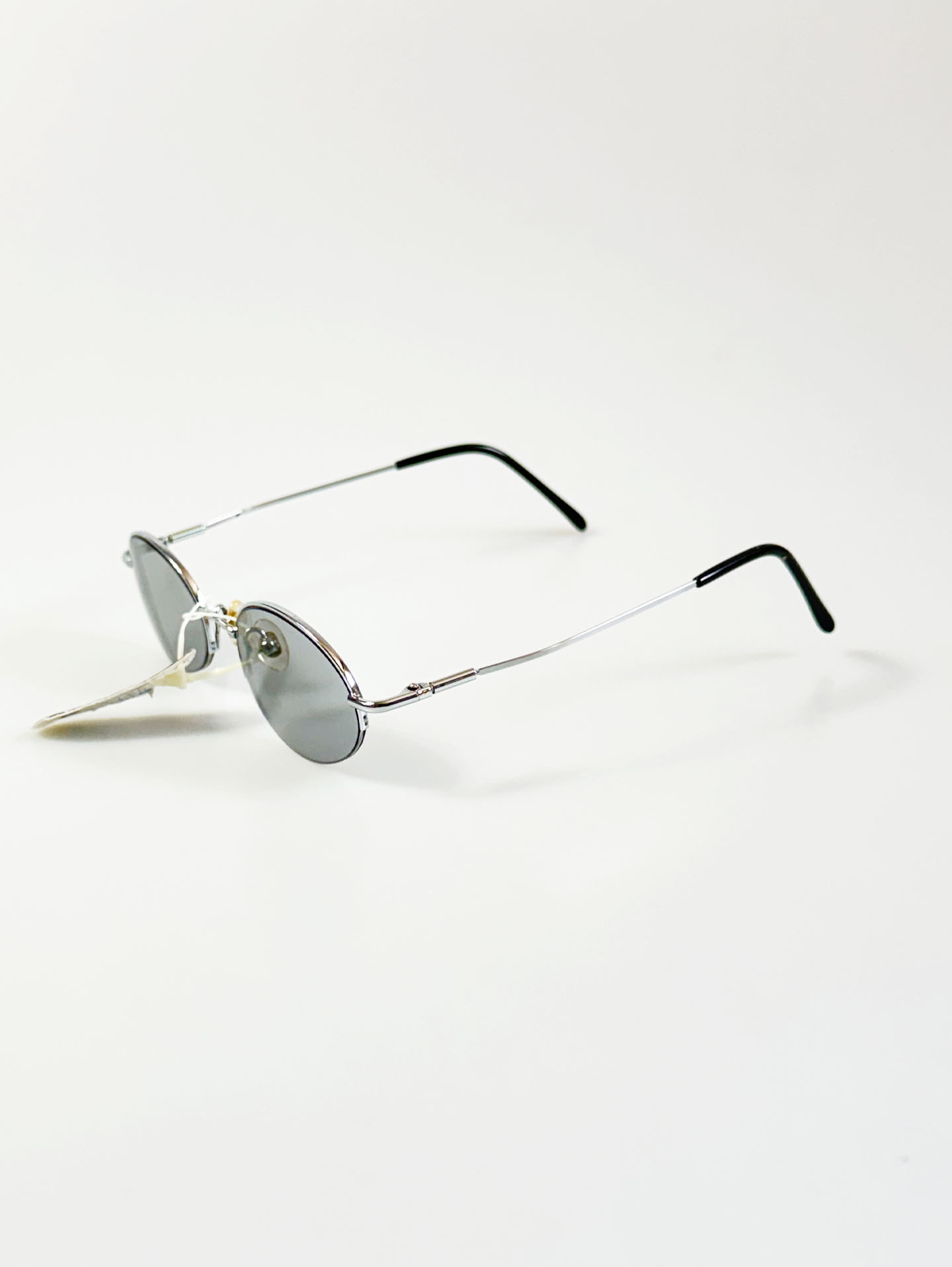90's DAVID & YOUNG Silver Metal Semi-Rimless Oval Tinted Glasses