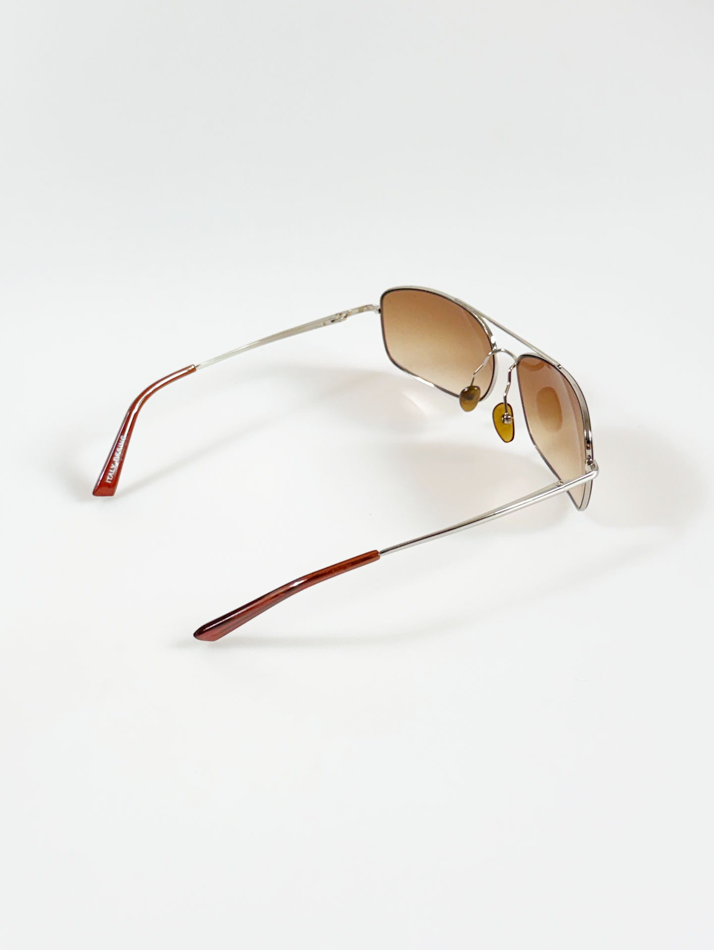 Silver Double Bridge Slim Square Tint Sunglasses