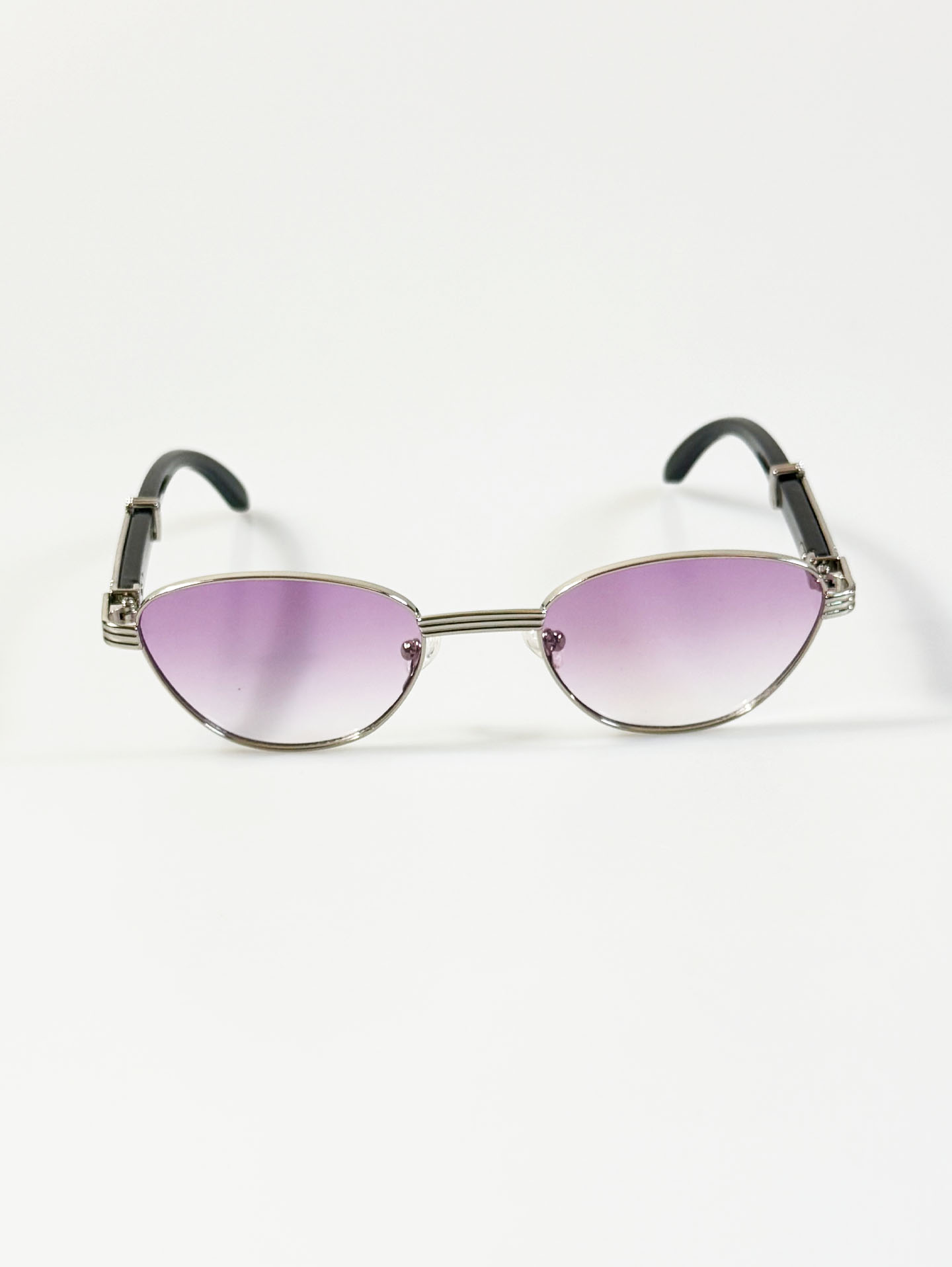 Silver Slim Oval Metal Frame Tint Sunglasses