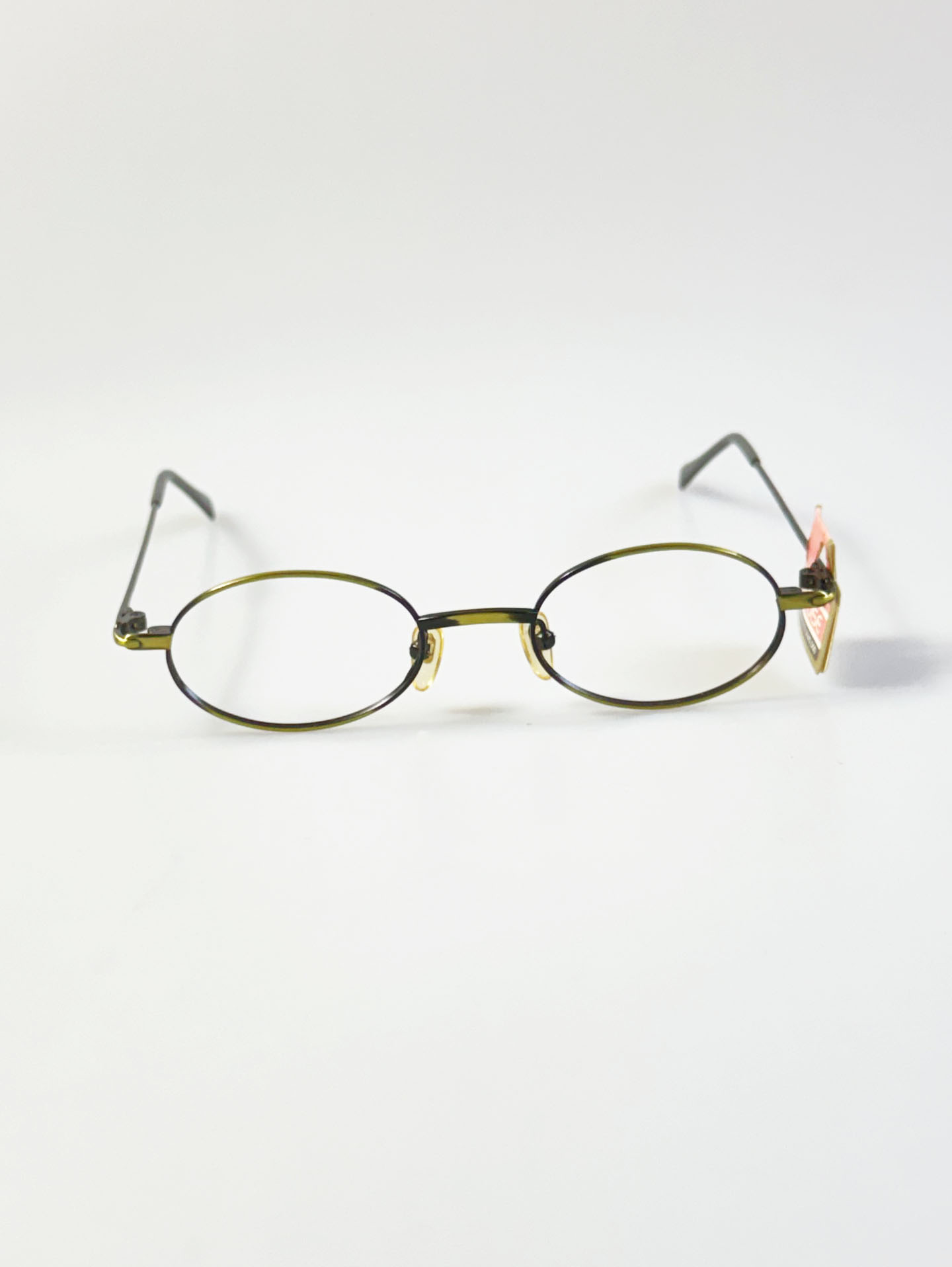 90's TORTOISE Antique Two-Tone Metal Slim Oval Frame Glasses
